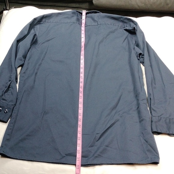 Dickies navy blue long sleeve button down shirt size medium - Picture 8 of 10